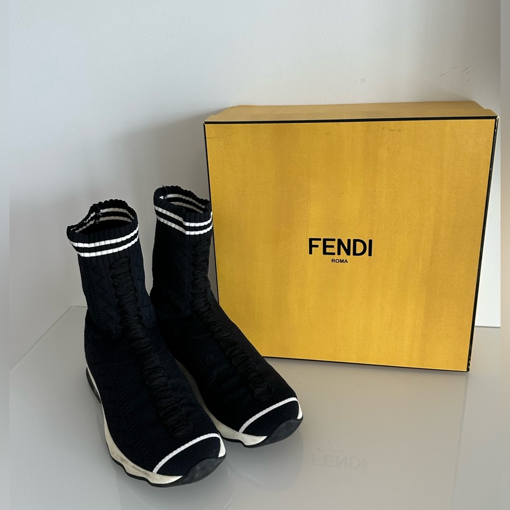 Fendi Stretch Sock Mid Calf Sneaker, Size 39